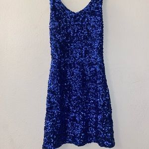 Blue/iridescent sewn-sequin dress -mini (amber blue)